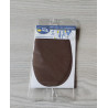 Iron-on cotton elbow patches - dark brown on a grey table