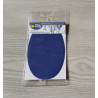 Iron-on cotton elbow patches - dark blue placed on a grey table