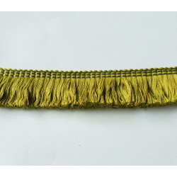 Short cotton fringe 3cm - chartreuse color,  a strip of fringing on a white background