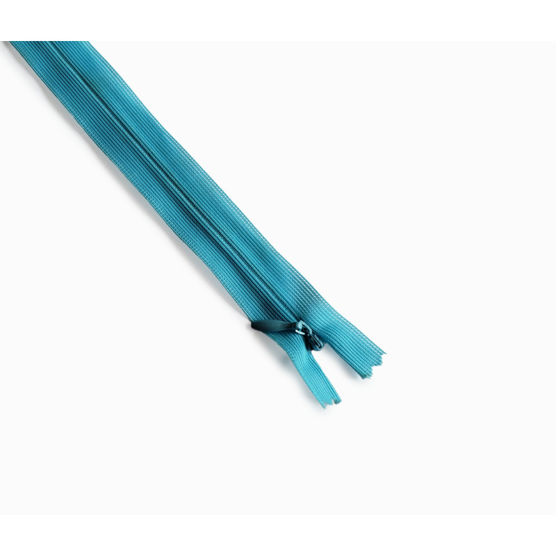 closed-end invisible zip - turquoise - 22cm, placed on a white background