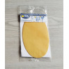 Iron-on cotton elbow patches - ochre color on a grey table