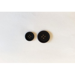 Suit button - matt black, two sizes of button on a white background