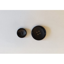 Suit button - matt black, two sizes of button on a white background