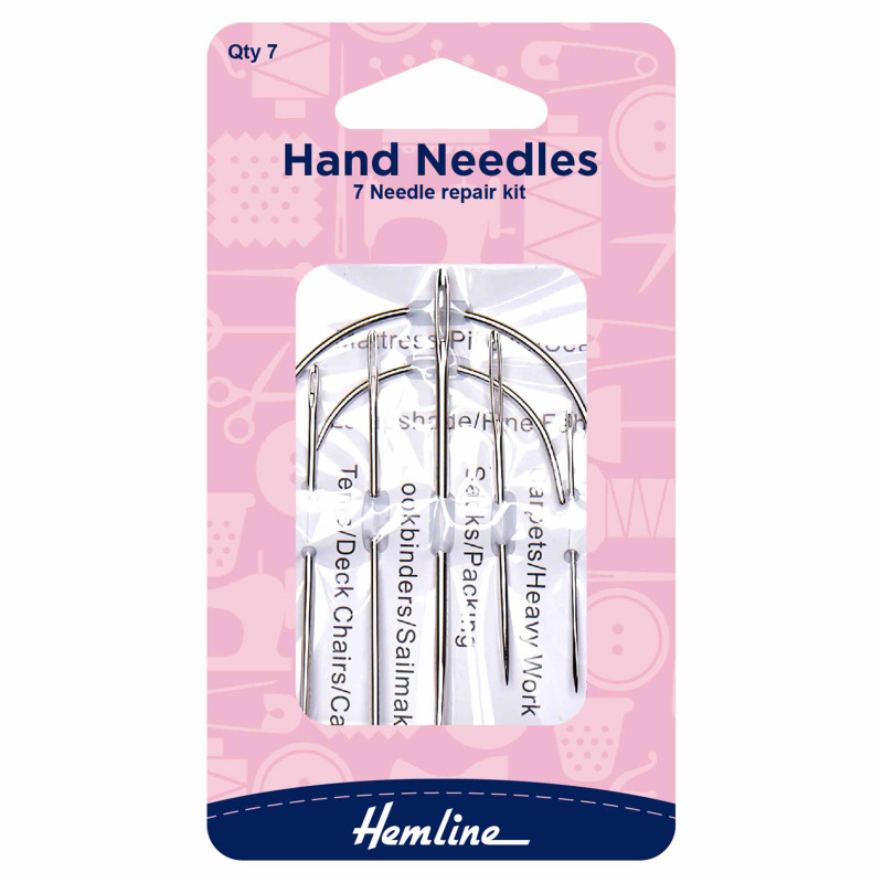 Hand Sewing Needles - Repair - 7 Pieces, the package of needles on a white background