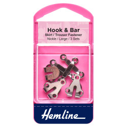 Hook and Bar - Large - Nickel- pack of 3, placed on a white background