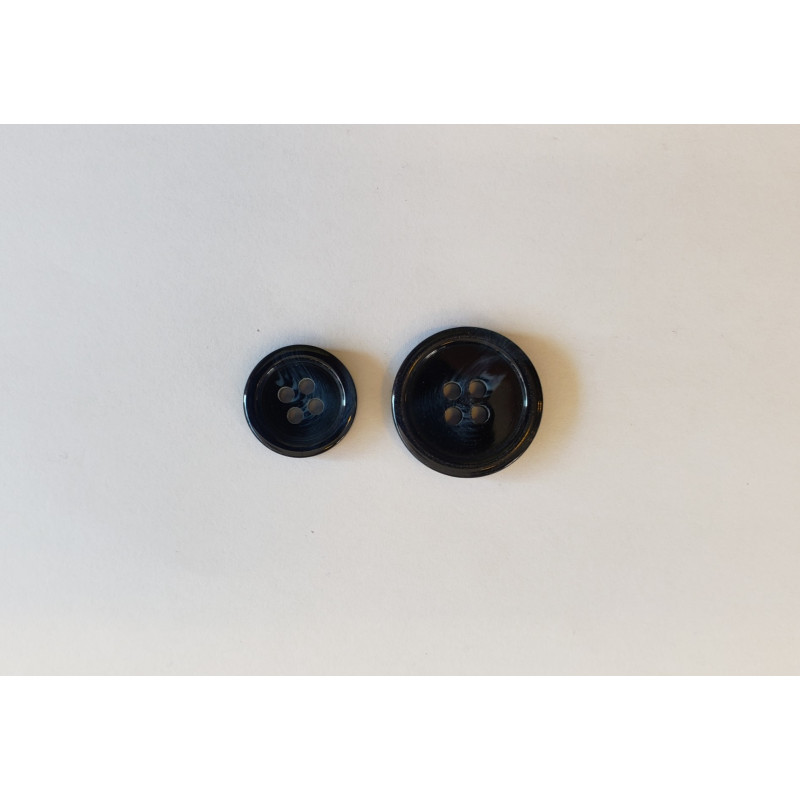 Suit button - flecked, slightly shiny in navy color, two sizes of button on a white background