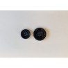 Suit button - flecked, slightly shiny in navy color, two sizes of button on a white background