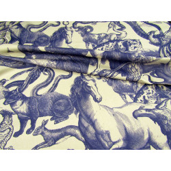 Vintage Enragving Pattern - QUIRKY ANIMALS - heavy weight cotton