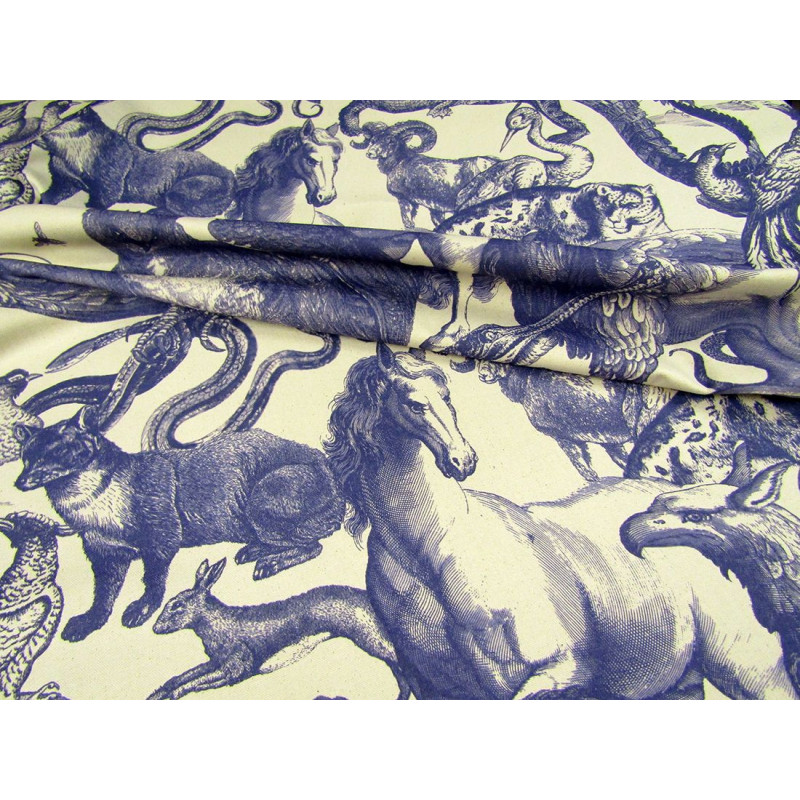 Vintage Enragving Pattern - QUIRKY ANIMALS - heavy weight cotton