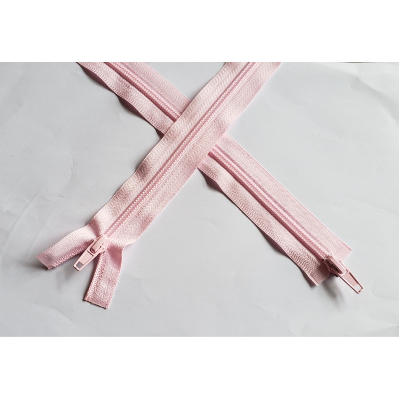 double slider zip - light pink - plastic coil zip - 160cm long on a white background