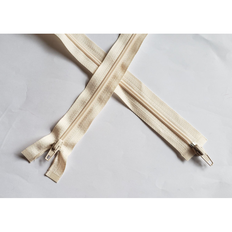 double slider zip - cream - plastic coil zip - 160cm long on a white background