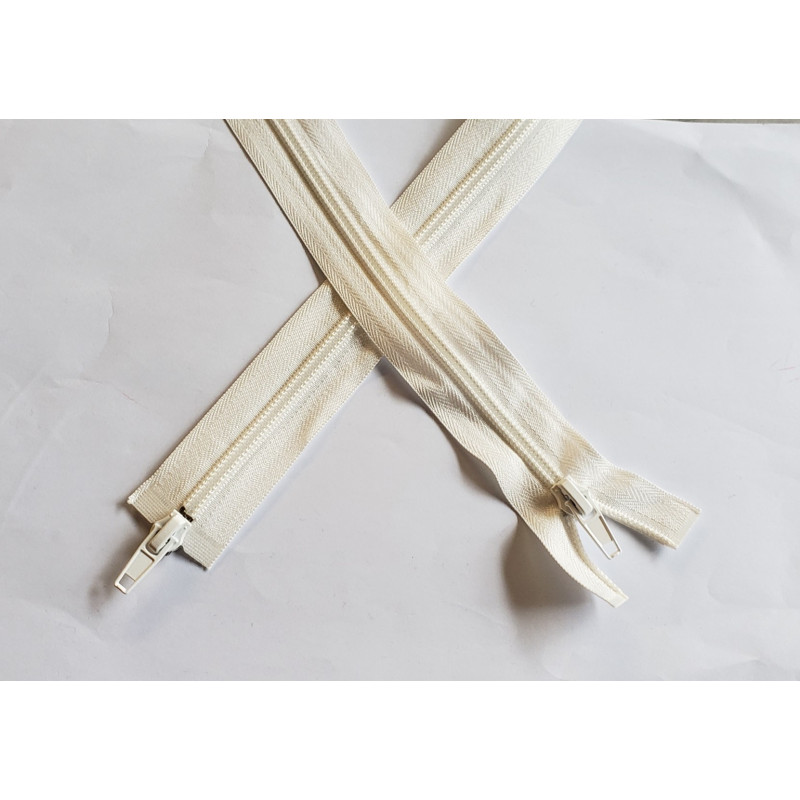 double slider zip - ivory -plastic zip - 180cm long on a white background