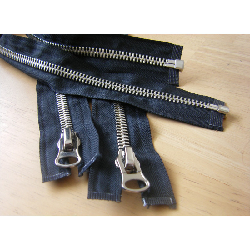metal zip - black  -Nickel - size 8 - 60cm