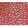 Holly Berry metallic - red color - 100% cotton fabric close up on the design