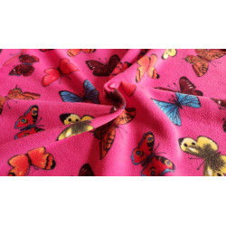 Colorful butterflies on hot pink- fleece, the shot with the twist in the center