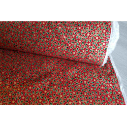 Metallic gold stars on the red color - 100% Cotton fabric, the capture with the fold