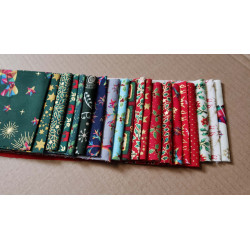 Jelly roll pre-cuts bundle - Christmas metallic designs 4''/20'', all designs placed in a row on a natural background