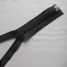 Open-ended plastic coil zip - black - 80cm long on a grey background