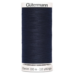 Sewing machine thread -   Dark navy color - 200m spool, placed on a white background