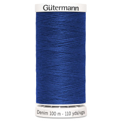 Sewing machine thread -   Blue color - 200m spool, placed on a white background