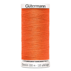 Sewing machine thread -   Intense orange color - 200m spool, placed on a white background