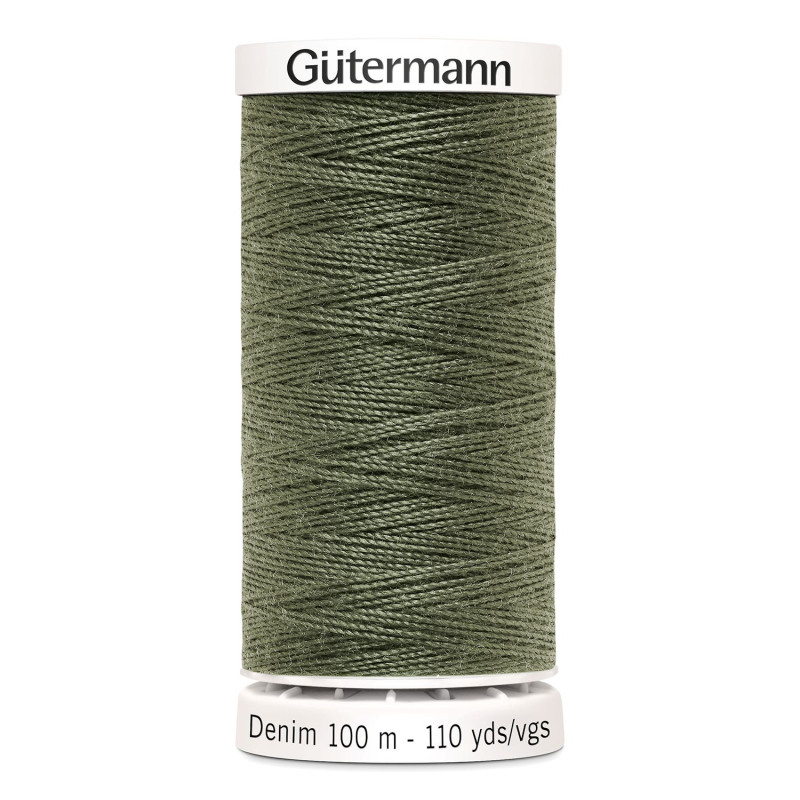 Sewing machine thread -   olive green color - 200m spool, placed on a white background