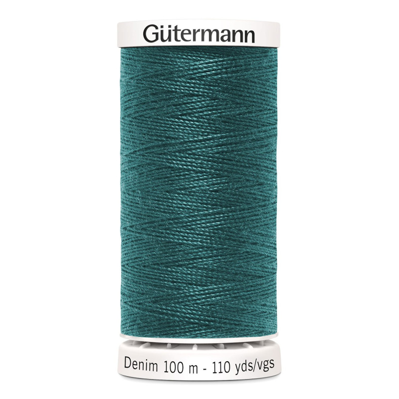 Sewing machine thread -   Dark sea green color - 200m spool, placed on a white background