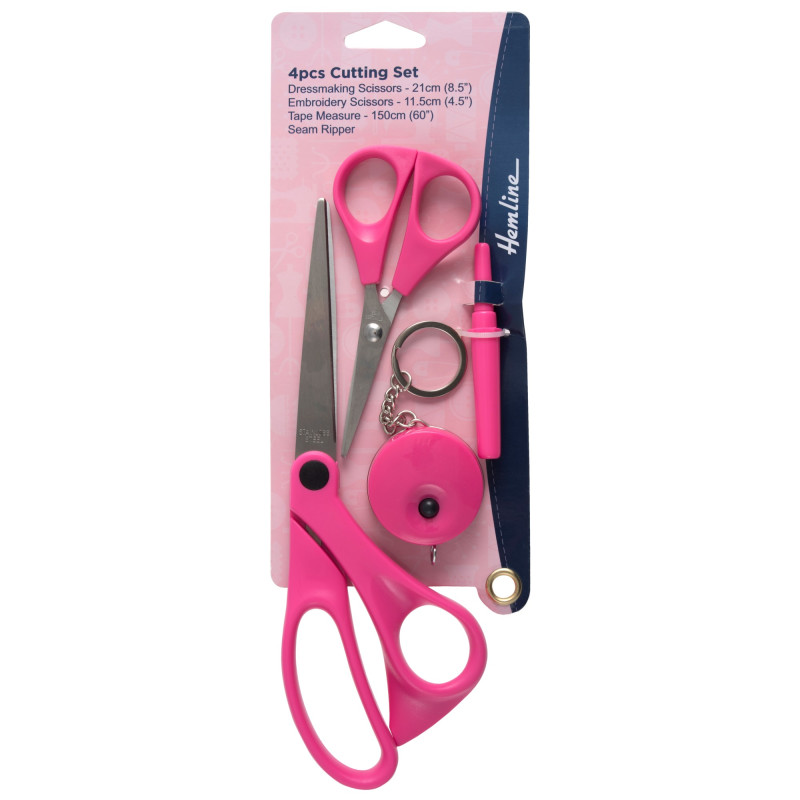 Cutting Set - Scissor & Tool Set - 4 Piece - Pink, placed on a white background