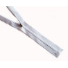 White, chunky zip - open end  50cm long, placed on a white background, across the frame