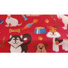 Dogs on burgundy - Water resistant canvas fabric- 2 Class print