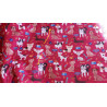 Dogs on burgundy - Water resistant canvas fabric- 2 Class print