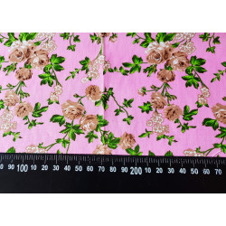 Rose Field Cotton Poplin - pink , the fabric with the ruler, to show the size of the design