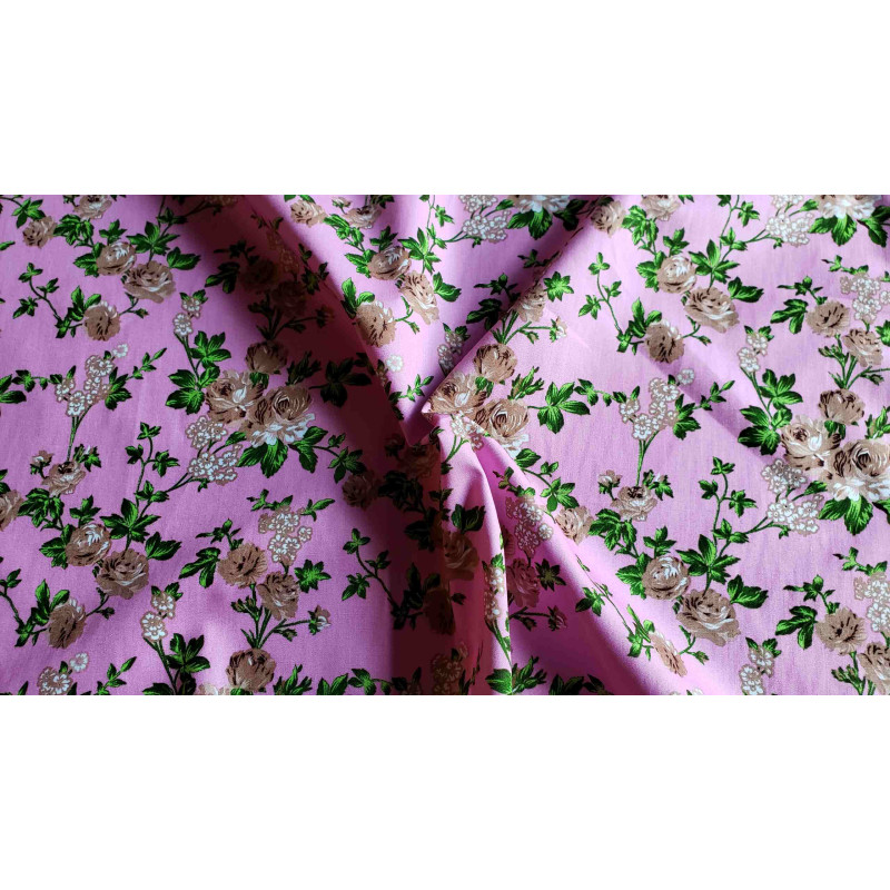 Rose Field Cotton Poplin - pink, the fabric with the twist in the centre of the frame