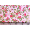 Rose bunches Cotton Poplin - on light pink background , the fabric with the ruler, to show the size of the design