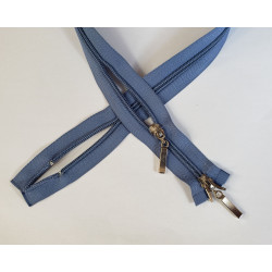 double slider coil zip -  indygo blue - 65cm, placed on a white background