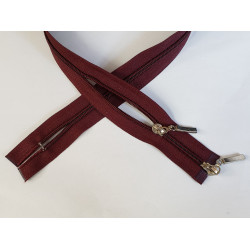 double slider coil zip - dark burgundy - 65cm, placed on a white background