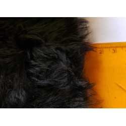 Short pile faux fur fabric - black , the photo of the fabric with the ruler
