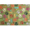 Dog's paws olive - Water resistant canvas fabric- remnant 45/155cm