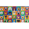 Colorful Dogs on squares - Waterproof  Fabric, full view on the pattern