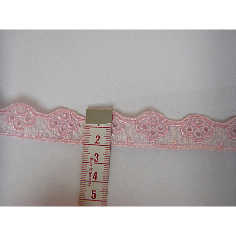 Lace ribbon - narrow edging - pink