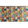 Colorful Dogs on squares - Waterproof  Fabric, full view on the pattern