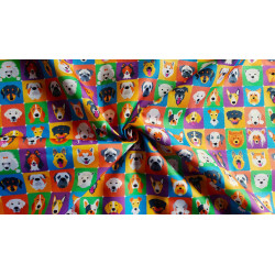Colorful Dogs on squares- Waterproof  Fabric, the fabric with the twist
