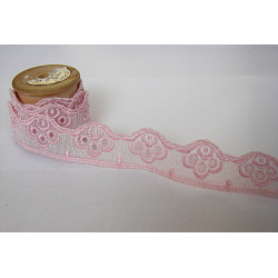 Lace ribbon - narrow edging - pink