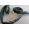 Multicolor gimp trim 16mm - teal-brown-beige, twisted on a white background