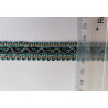 Multicolor gimp trim 16mm - teal-brown-beige, placed a white background with the ruler