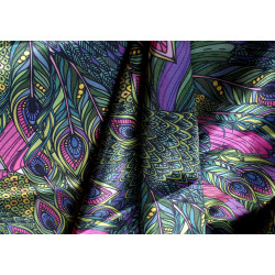Fashion satin   - Peacock feathers