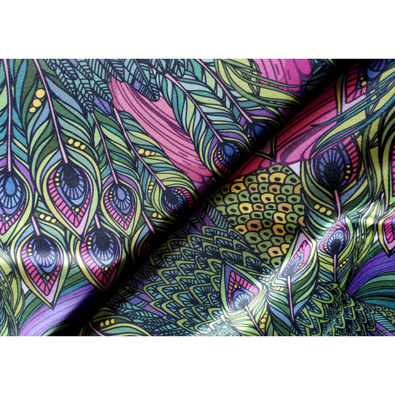 Fashion satin - Peacock feathers Fashion satin - Peacock feathers