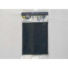Iron-on denim fabric sheet - medium blue denim color, placed on a white background