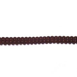 Upholstery braid 14mm - Chocolate Brown color, a strip of the gimp placed on a white background