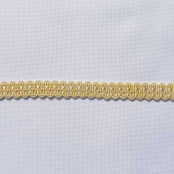 pholstery braid 14mm - Cream color, a strip of the gimp placed on a white background